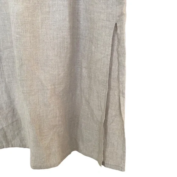 Ann Taylor Maxi Dress Linen Color Beige     Size 10 Made in USA open to the side - Picture 5 of 6